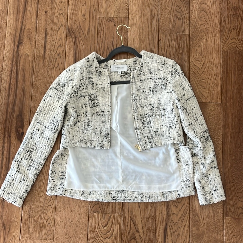 Derek Lam 10 Crosby size o black and white tweed blazer